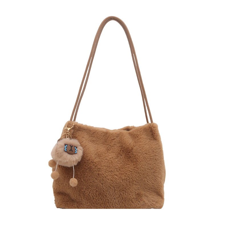Bolsos de lana de nicho de alto nivel para mujeres 2024 nuevo otoño y invierno bolsas de peluche de hombro bolsas de gran capacidad