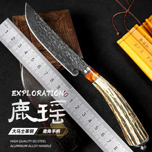 外贸新品鹿瑶户外精致小直刀大马士革便携锋利高硬度荒野求生专用