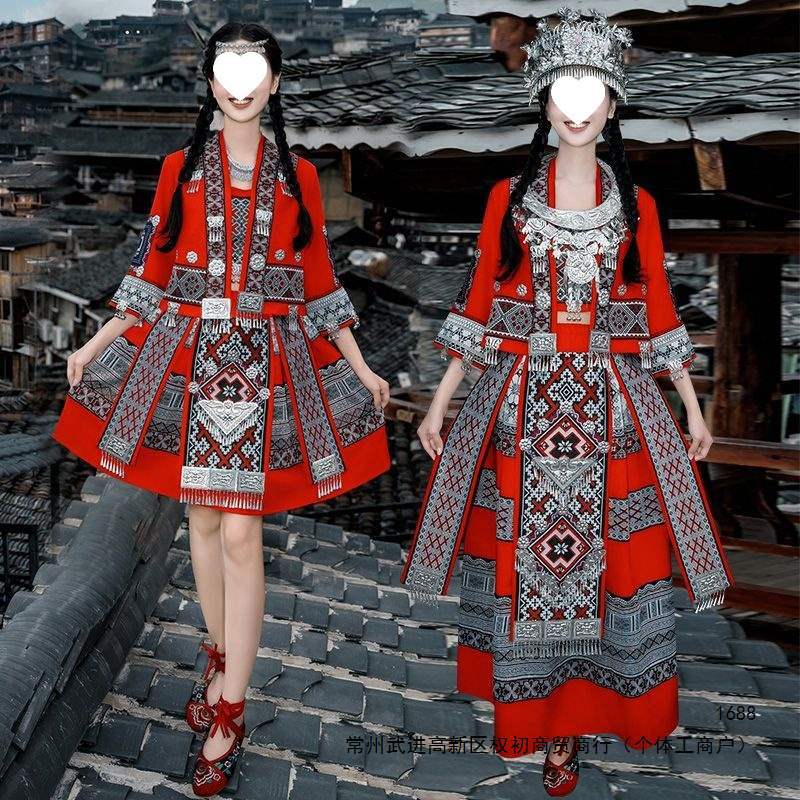 新款苗族服装女套装成人少数民族服饰云南千古苗寨旅拍舞蹈演出服