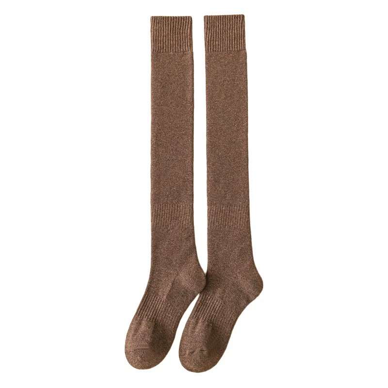 Носки выше колена, женские осенне-зимние утолщенные махровые носки средней длины на флисовой подкладке, теплые женские высокие носки из хлопка, оптовая продажа с фабрики