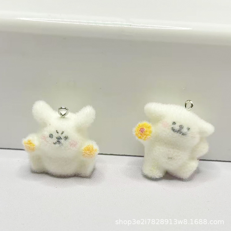 立体的なかわいい漫画樹脂植毛ライン子犬ペンダント DIY 手作りキーホルダーバッグアクセサリー材料|undefined