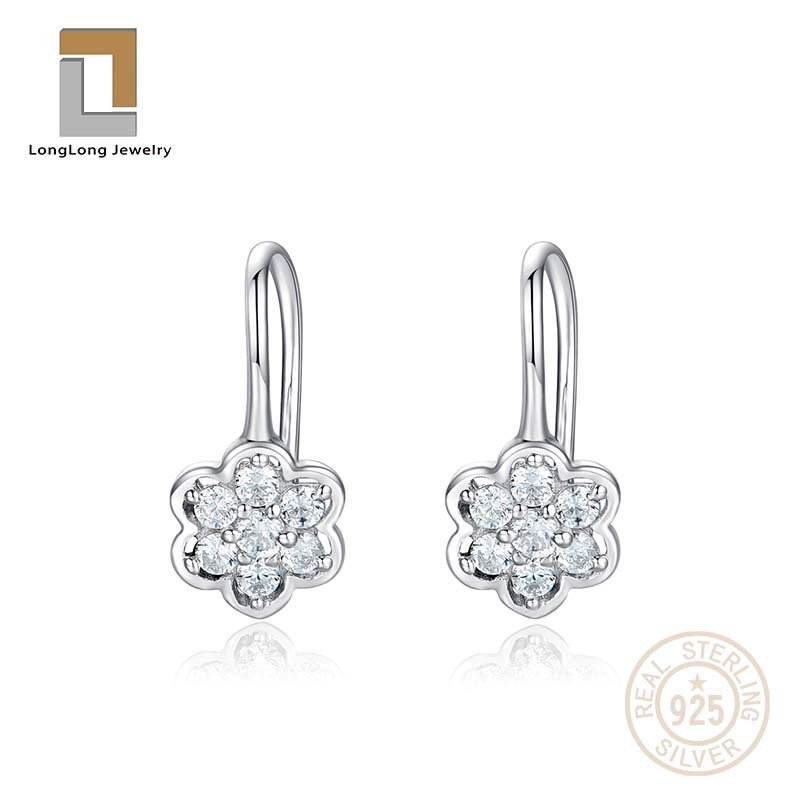 Sophisticated fashionable white earrings with zircon