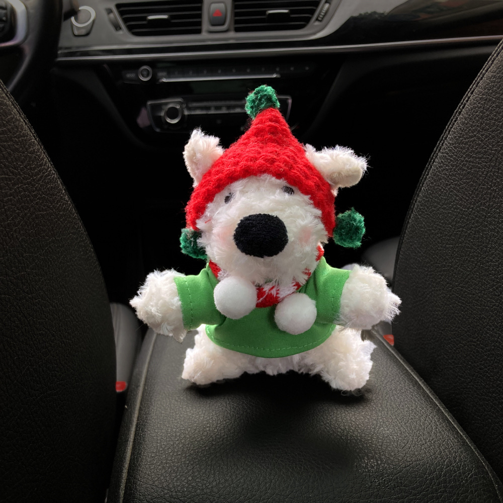 [Edición especial de Navidad] Decoración de coche de West Highland, accesorios de coche, pantalla de control central, decoración de pantalla de muñeca de fiesta