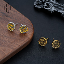 复古双龙耳钉男款时尚潮流痞帅个性设计耳饰女高级感百搭饰品批发