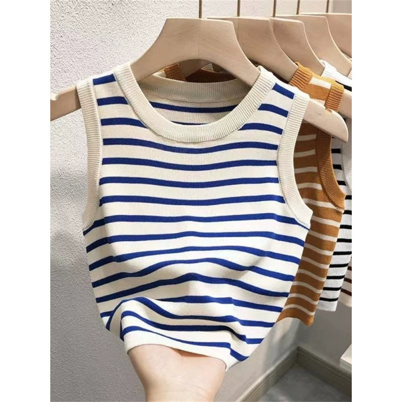 Приталенный вязаный топ-майка, французский стиль, комфортный, one size (разные цвета)