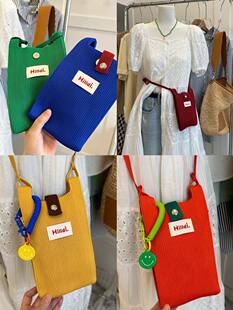 Small solid color design knitted one-shoulder bag, city style, Birthday gift