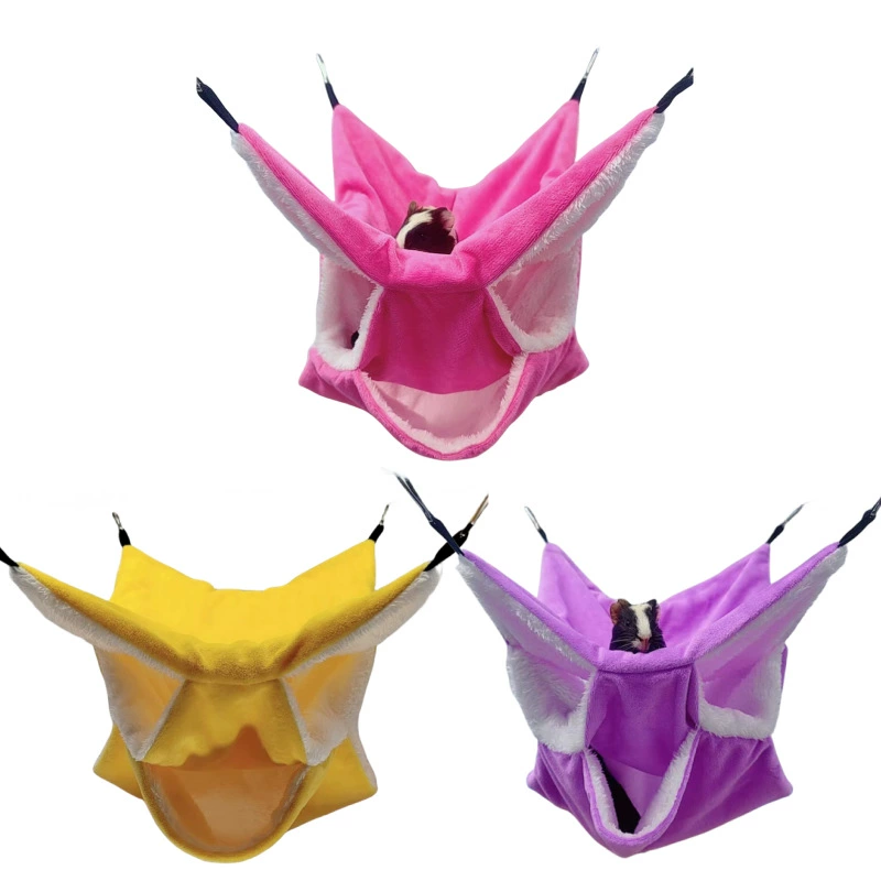 Гамак для хомяка Белка Медовая сумка Стройка Трехслойный лабиринт Хлопковое гнездо Плюшевый Теплый Гамак Подвесной спальный мешок для маленьких домашних животных