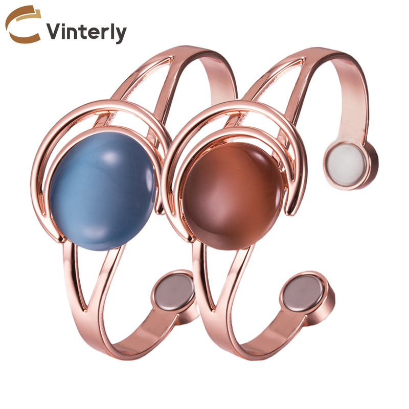 Pure Red Copper Bracelet with Magnetic Properties, Featuring Moon and Sun Shapes, Brown/Blue Artificial Stone, Adjustable Open Design, Cross-Border Shipping Available Pure Red Copper Bracelet with Magnetic Properties, Featuring Moon and Sun Shapes, Brown/Blue Artificial Stone, Adjustable Open Design, Cross-Border Shipping Available