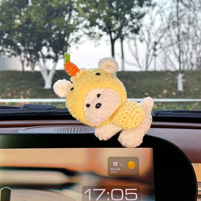 Car ornaments | Screen-Mounted Ornaments - yellow-carrot-bear-headband-crossbody-bag-west-highland-clip-doll
