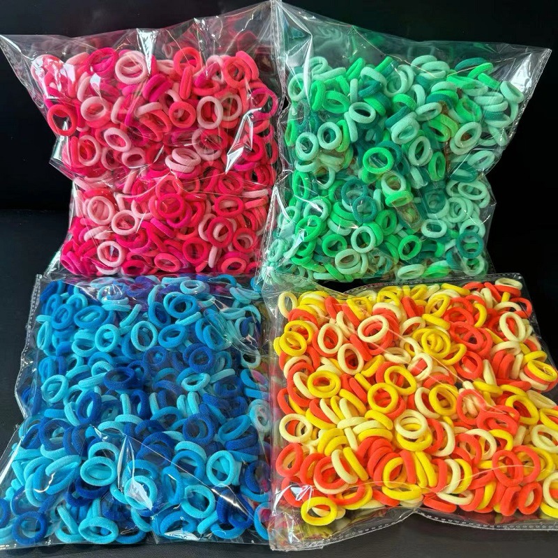 500 Packs Seamless Towel Ring Children's Rubber Band Baby Hair Band Does Not Harm Hair Rope Thumb Ring Girls' Head Rope