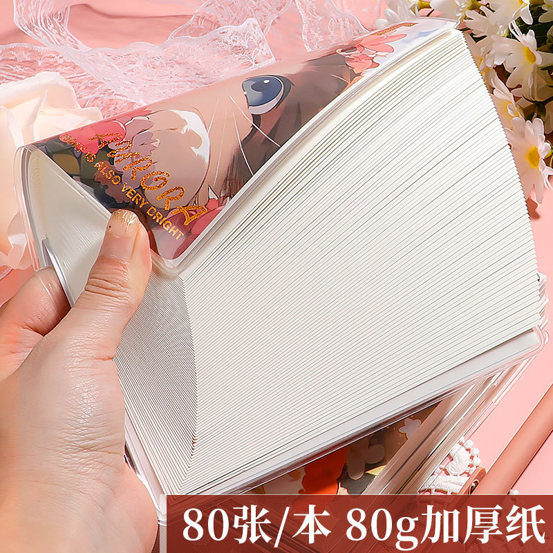方形親膚膠套本初高中生加厚空白筆記本本子高顏值空白本子批發