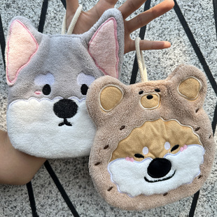 Cross-Border Supply Cartoon Animal Hangable Coral Fleece Hand Towel, Thickened, Lint-Free, Cute Cartoon for Home Use