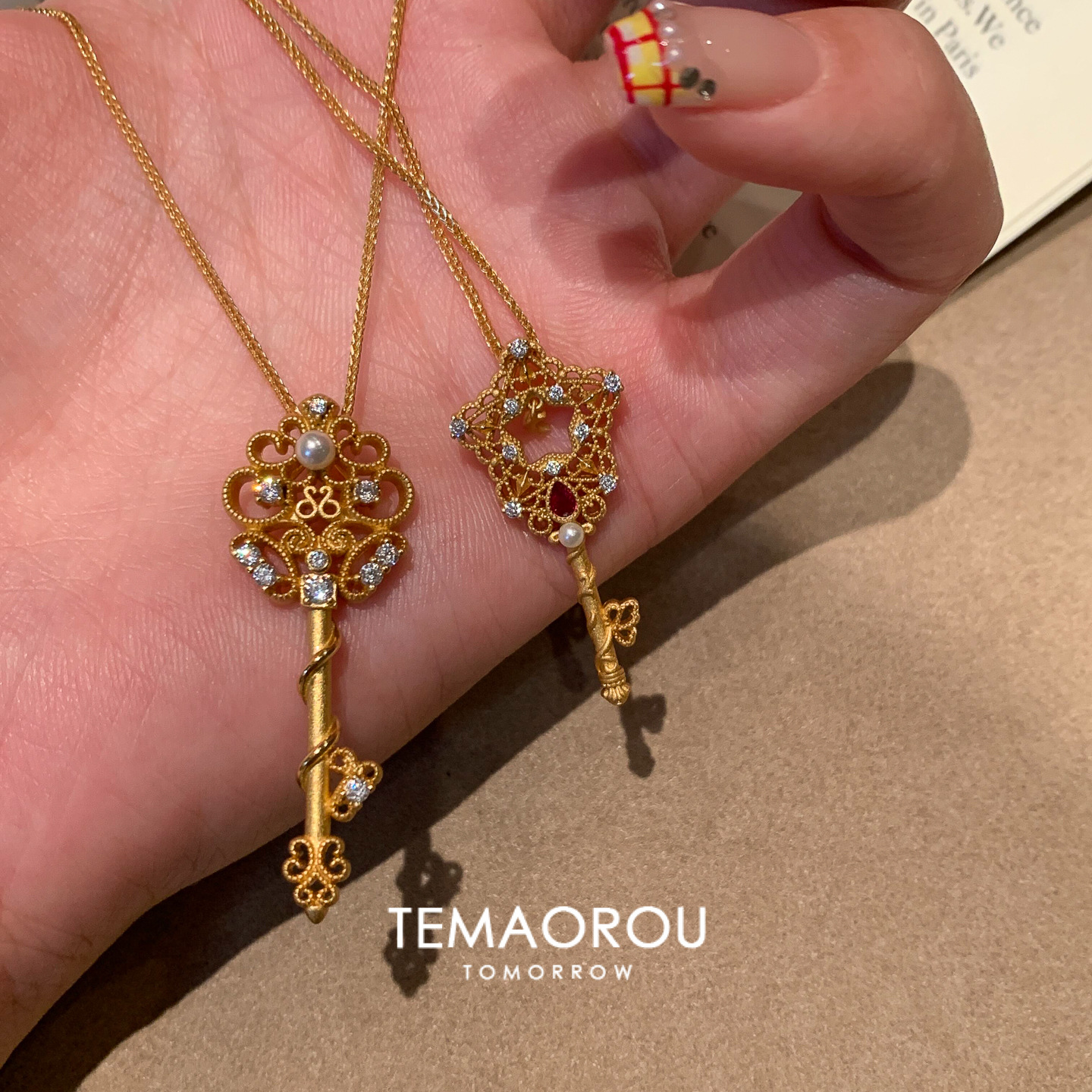 金色星月花神权杖魔法棒吊坠项链女轻奢小众设计感百搭秋冬毛衣配