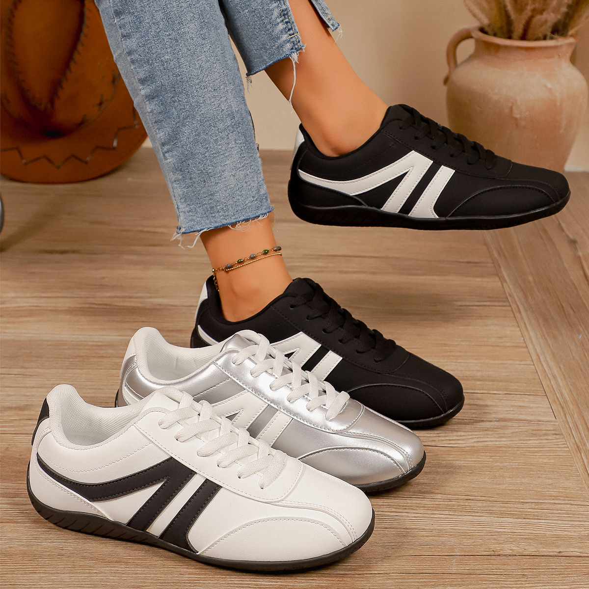 Genuine Leather Version ~ 3cm Height-Increasing Ballet Fashion Casual Sneakers for Women with Soft Soles