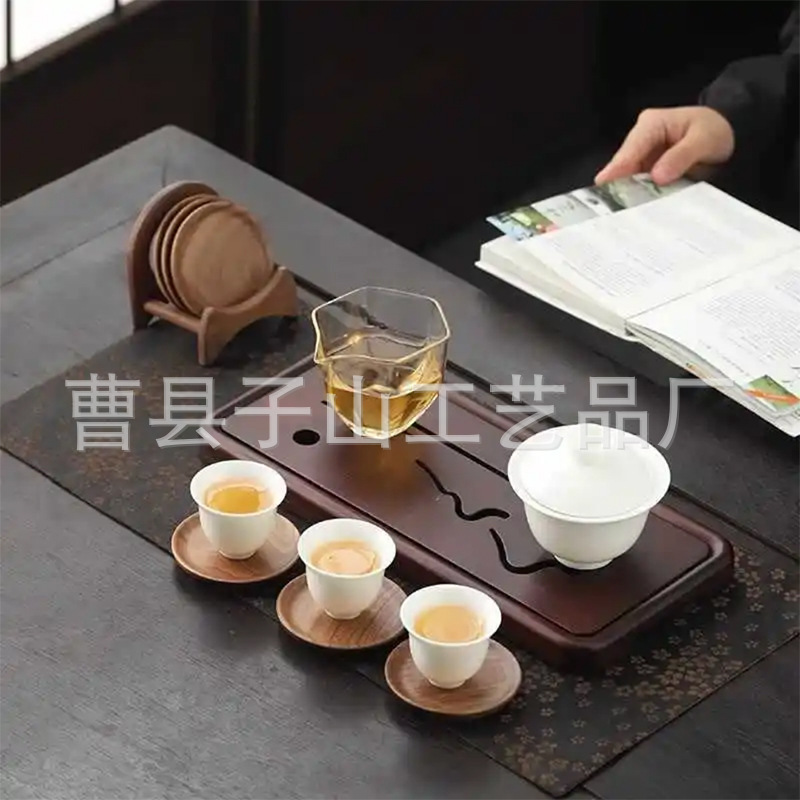 Taza de té creativa de nuez taza de té casera taza de té café aislante de calor conjunto de taza de madera taza de soporte