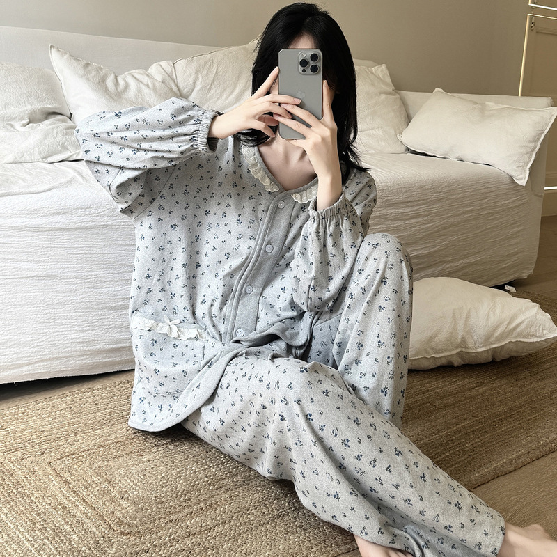 Super Soft Velvet Cardigan Pajamas for Women, Casual Long-Sleeved Pants with Side Pockets, Can Be Worn Outside as Home Clothes