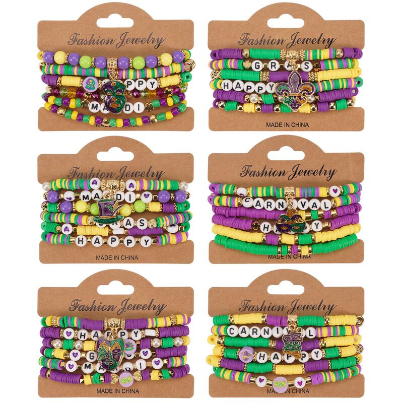 New Brazilian Carnival Bracelet Mardi Gras Hat Mask Pendant Multi-layer Party Bracelet Wholesale