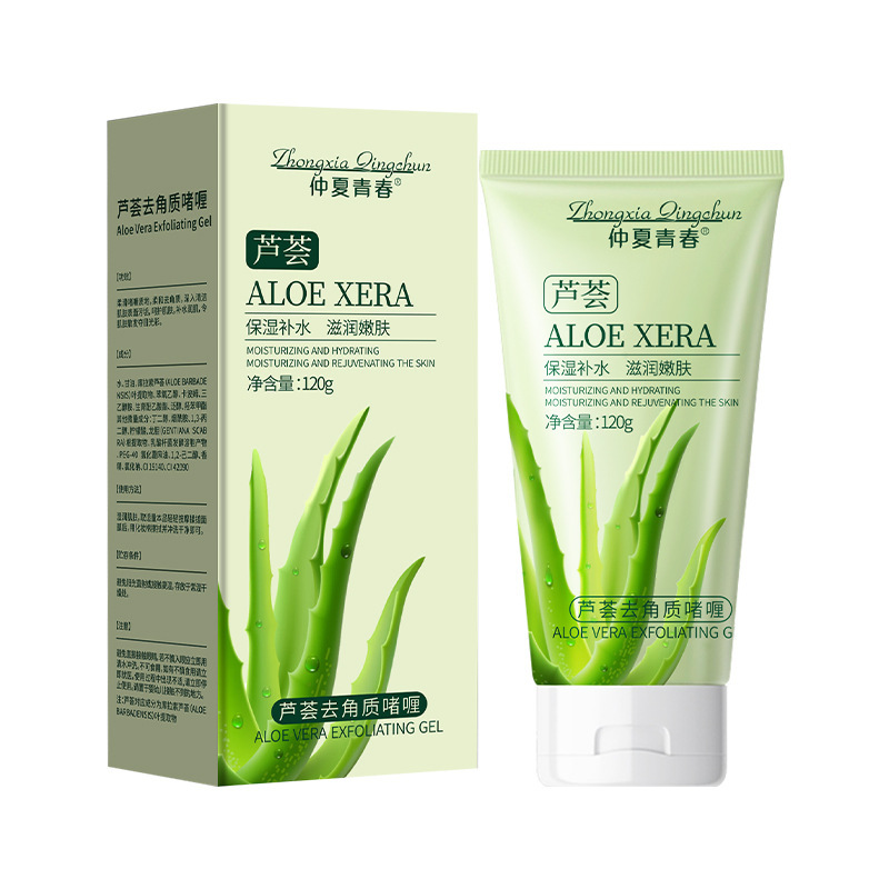 Aloe vera juvenil exfoliante gel de verano para eliminar la piel muerta, limpiar los poros, blanquear la piel, exfoliante, fabricante