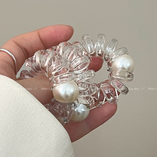 Fashionable new pearl phone cord hair tie, durable rubber band, women's hair tie, temperament ponytail headband hair accessory