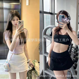 lulu原标Pace rival三褶裙运动城市风网球裙女夏季防走光健身短裙