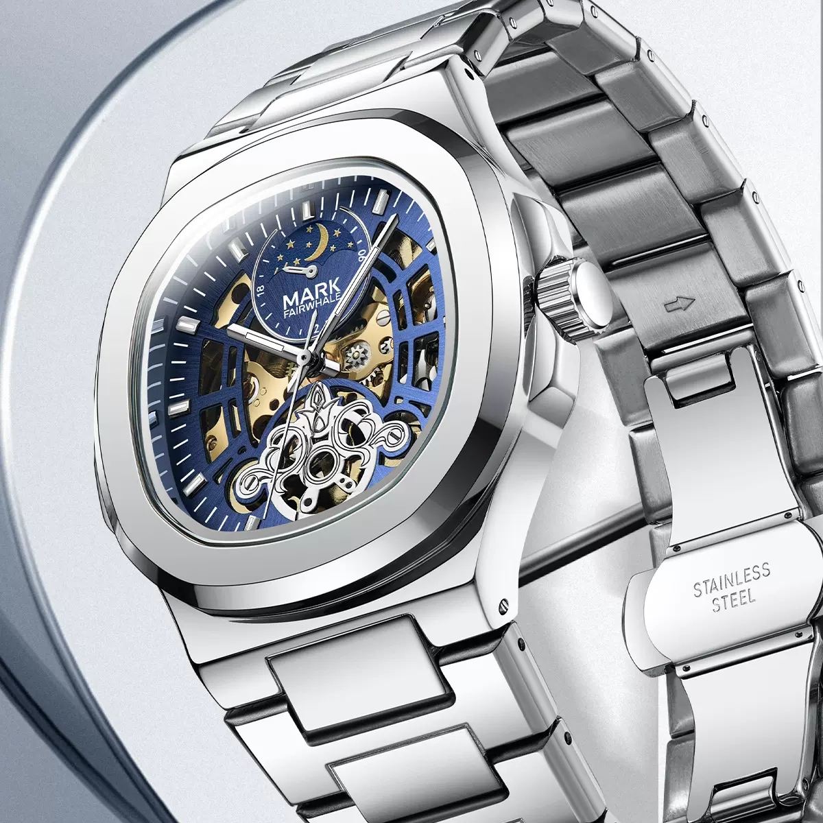 马克华菲Mark Fairwhale手表品牌新款鹦鹉螺自动机械腕表跨境外贸