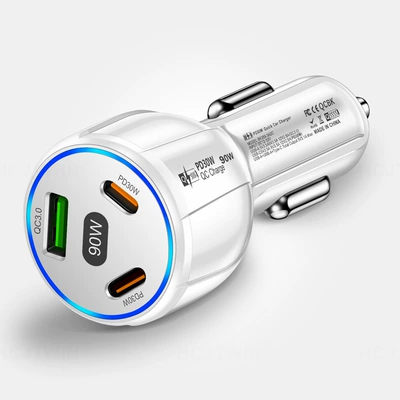 Three-in-one dual-line car charger Mobil şarj cihazları - 359-1usb-2pd-white
