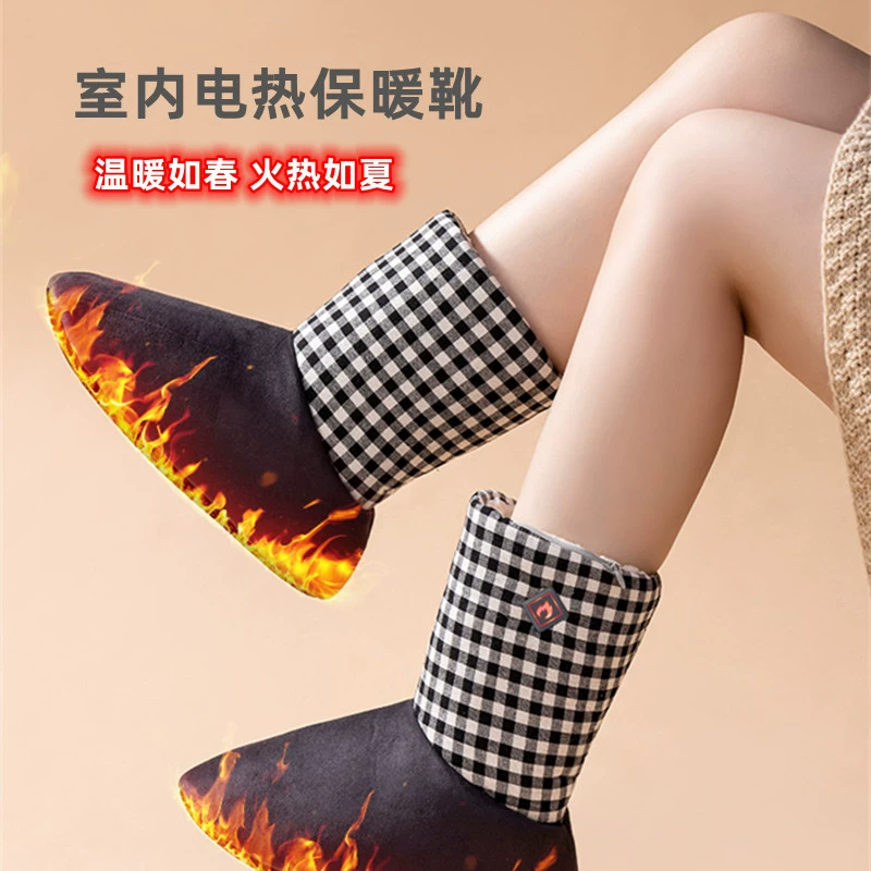 Хит продаж: перезаряжаемые утепленные ботинки для зимы, теплые плюшевые сапоги с подогревом для дома, умные теплые хлопковые туфли для женщин