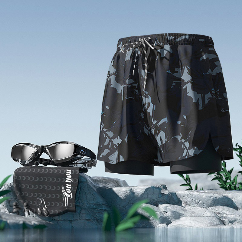 블랙 스페셜 + 수영모 + 수영 고글 [코 클립 및 귀마개 무료]