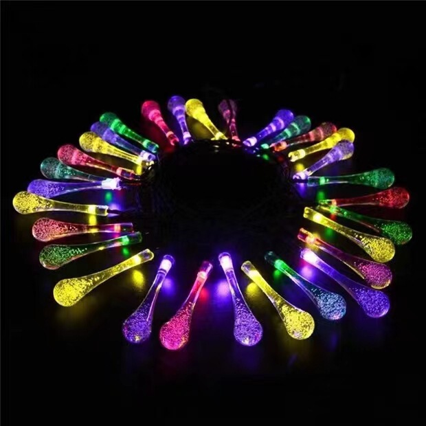 Cross-Border Solar Outdoor Light Led Holiday Decoration Pendant Outdoor Button Lighting Garland Dripping Light String