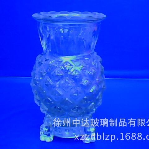 批发水晶莲花酥油灯蜡烛台平口莲花玻璃瓶家用供佛蜡酥油灯菠萝杯