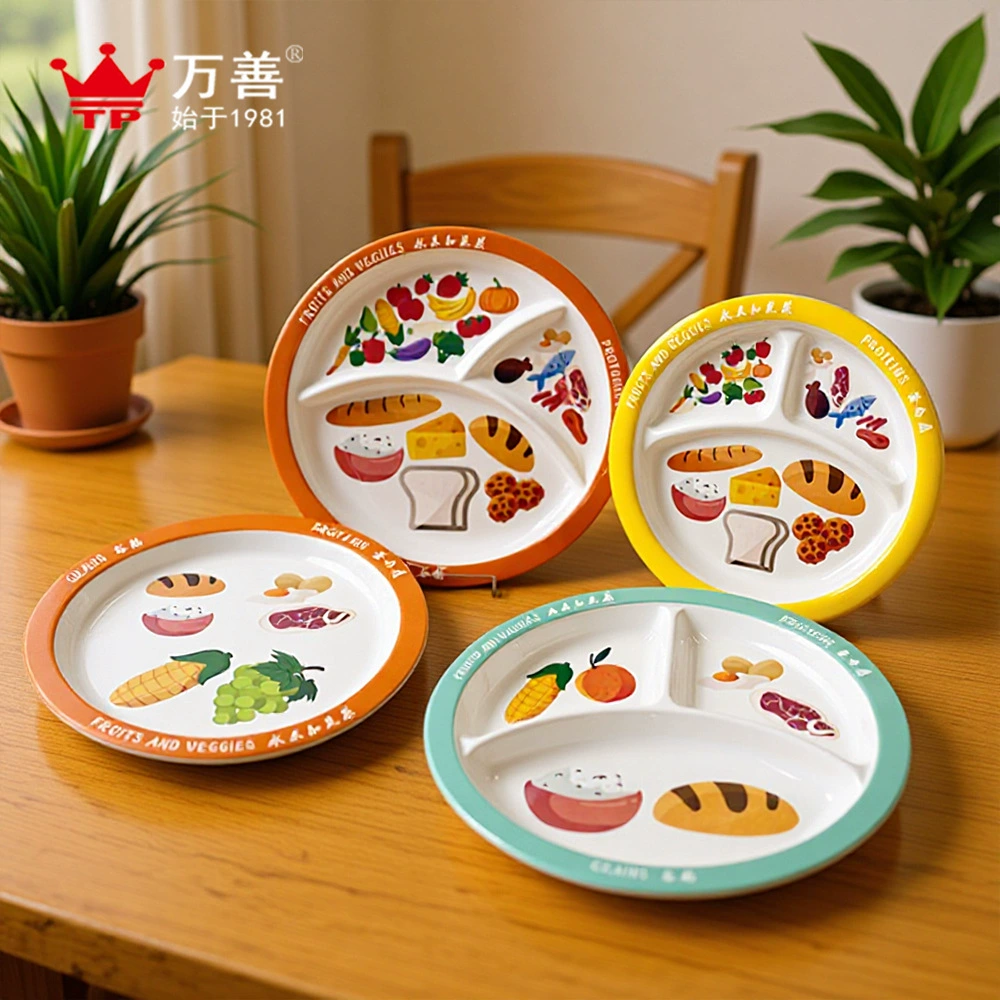 Тарелка для одного человека Круглая тарелка с тремя клетками и четырьмя клетками