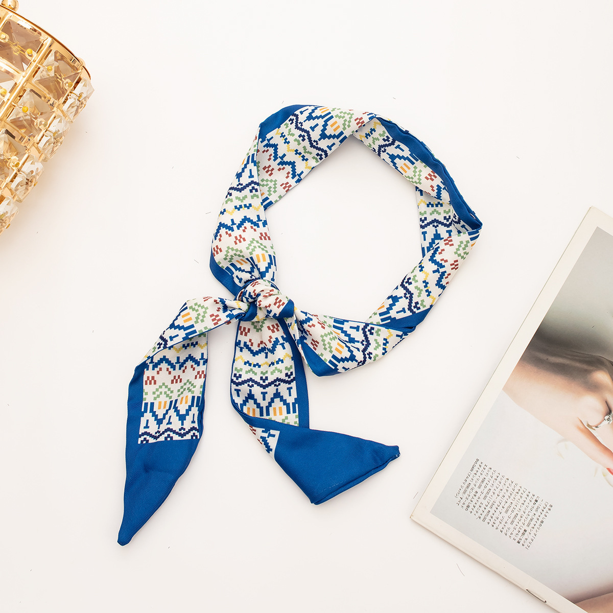 【모자이크 시리즈●블루] 실크 스카프 1개