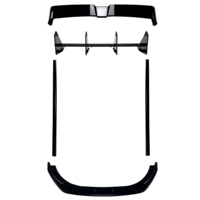 Suitable for Volkswagen Golf 6 Standard Version Front Lip, Light Eyebrow, Shutter, Side Skirt, Rear Blade, Rear Wing, and Full Vehicle Modification (Big Surrounded) - high-6-standard-version-rear-blade-version-body-parts-complete-set-piano-black-2008-2012