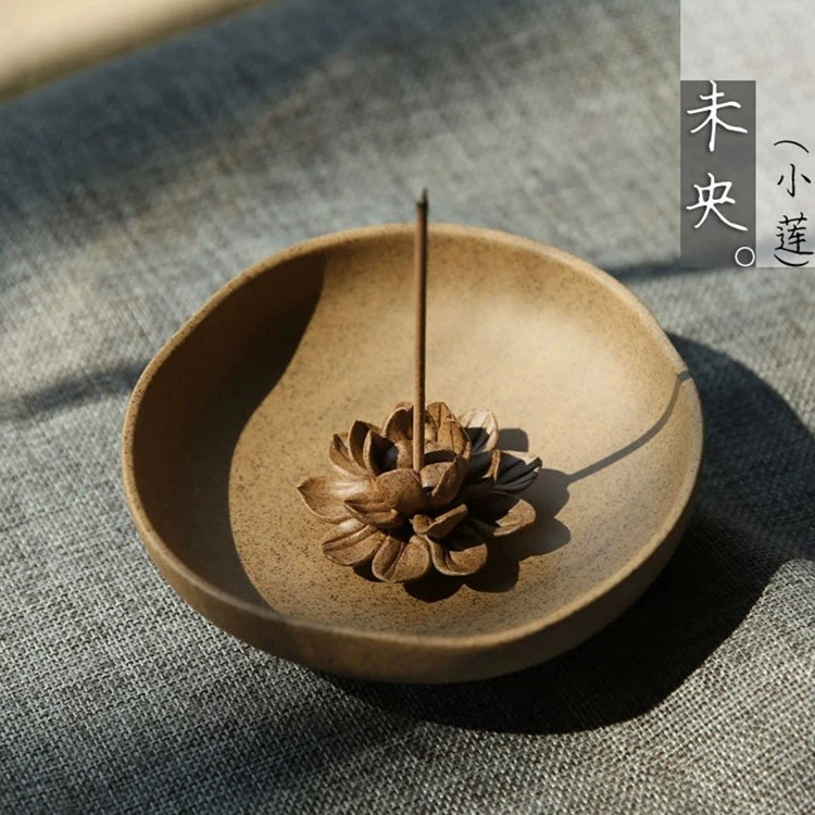 Горячие трансграничные поставки Цзиндэчжэнь грубый глиняный диск держатель для благовоний керамическая тарелка для благовоний дзен Лотос держатель бумажное украшение города