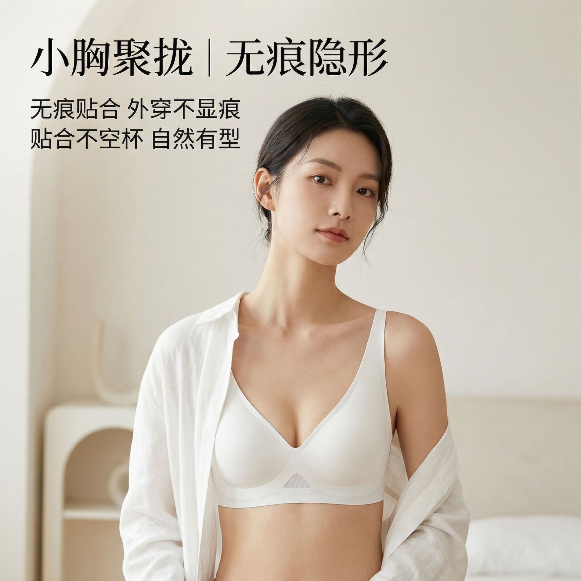 Liquid Soft Support Seamless Bra Without Underwire, Push-Up Bra, Mesh Deep V Hollow Breathable Hook-And-Eye Bra for Girls