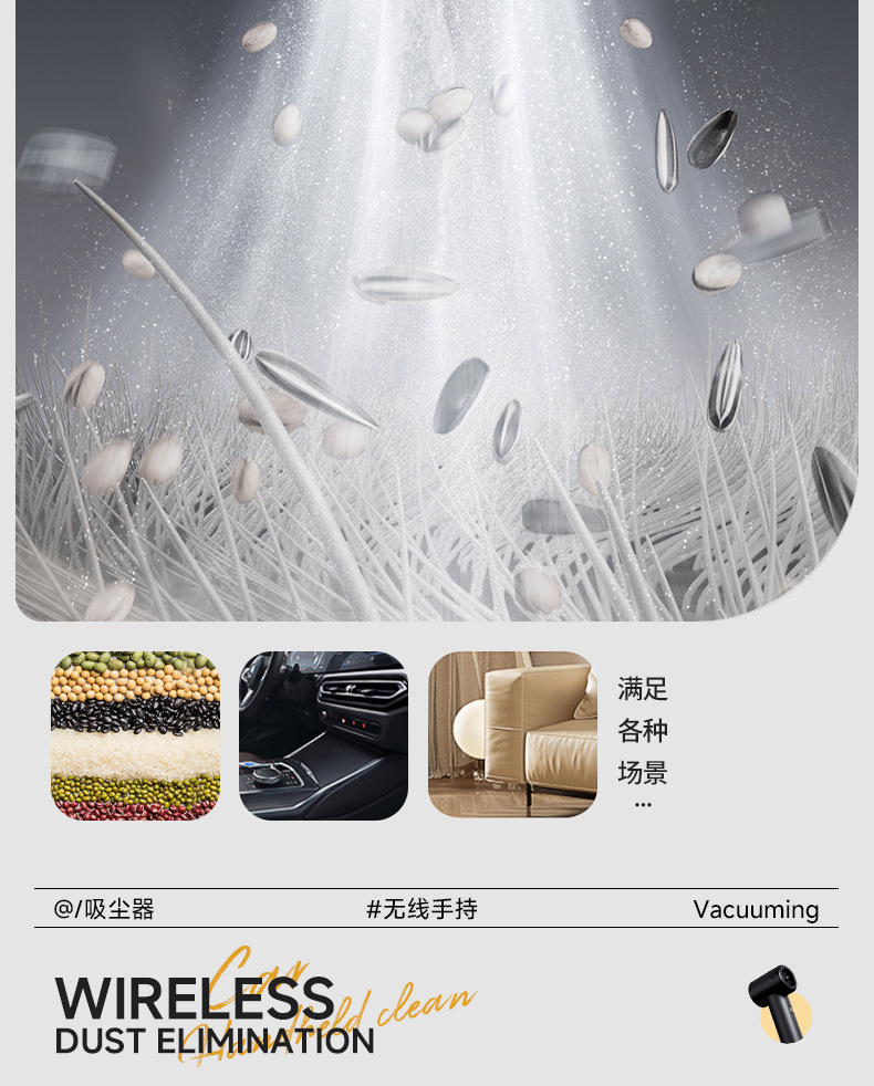 Cross-Border Car-Mounted Wireless Vacuum Cleaner, Portable Small Mini Car Vacuum Cleaner, Super High-Power Car Vacuum Cleaner, Multi-Functional Suction and Blowing Device