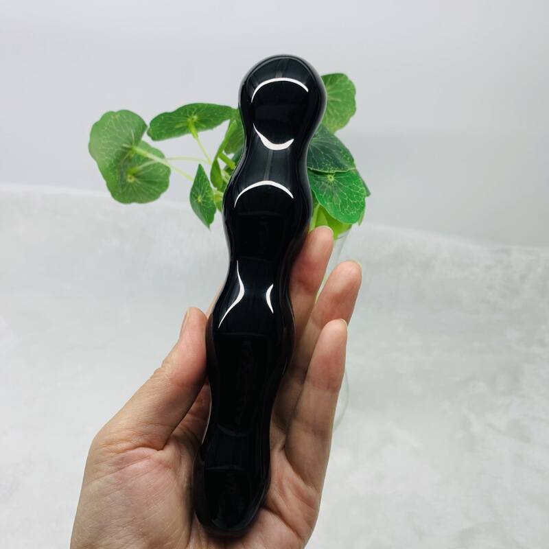 天然水晶黑曜石水晶按摩棒摆件 图 3