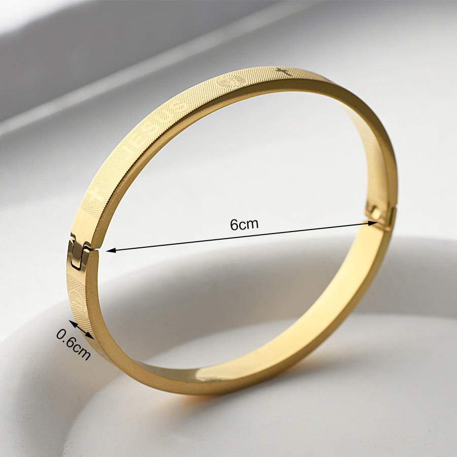 25g Weight Bangle Classification Titanium Steel Chain Material 1 Piece Quantity Holiday, Daily Occasion Titanium Steel Material Cross, Letter Pattern Women's Gender Plating Design Basic, Classic Style Style Basic Classic Style Cross Letter Titanium Steel Bangle In Bulk 12