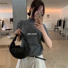 i miss韩标2025秋季新款气质百搭半高领短袖针织衫女修身打底上衣