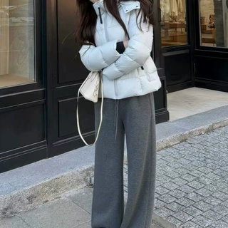冬季新款收腰棉衣女纯色连帽短款韩系加厚防寒棉服外套黑色白色