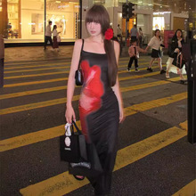 DA 2405082 性感吊带时尚印花长款连衣裙Halter print dress