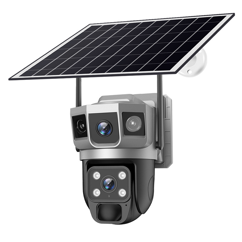 V380 cámara de monitoreo remoto al aire libre inteligente de bajo consumo de energía de carga solar de tres imágenes 4G image 6
