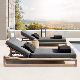 Outdoor Lounger Courtyard Villa Swimming Pool Lounger High-end Homestay Teak Outdoor Open-air Garden Seaside Beach Chair