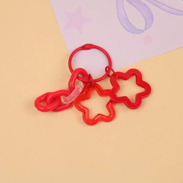 Red-double five-pointed star+chain buckle+3cm clip