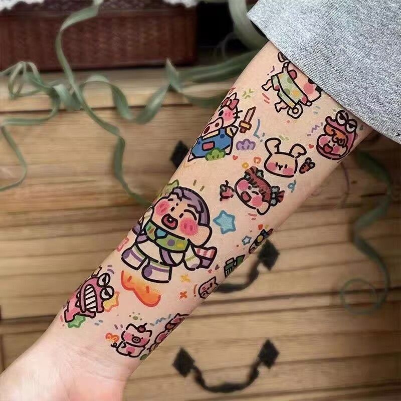 Popular Crayon Shin-Chan Tattoo Stickers Washable Student Cartoon Flower Arm Cute Ins Style Men and Women Arm Waterproof Scar Cover