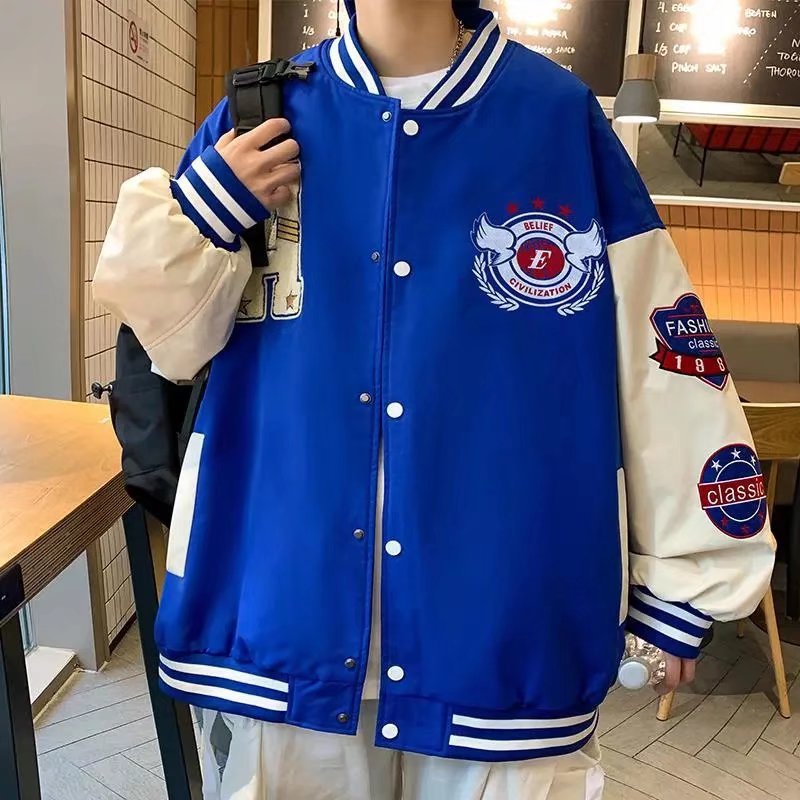 2022 nueva chaqueta de béisbol de los hombres más tamaño suelta marca de moda primavera y verano calle hip hop chaqueta a juego