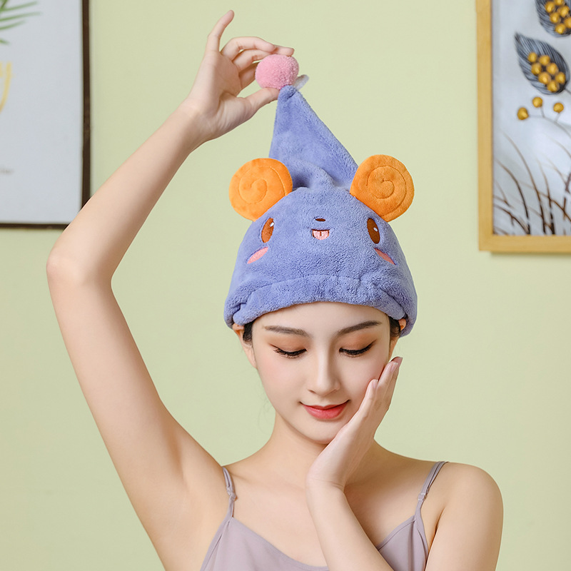 만화 항균 드라이 헤어 캡, 속건성, 초흡수성, 귀여운 여성용 샴푸 타월, 헤드 드라이 헤어 타월, 신축성 있는 샤워 캡