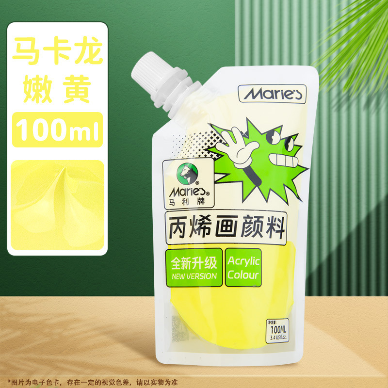 Pintura acrílica Marley en bolsa, paquete de recarga de 100 ml, juego de acrílico sin formaldehído para estudiantes de arte, graffiti, resistente al agua