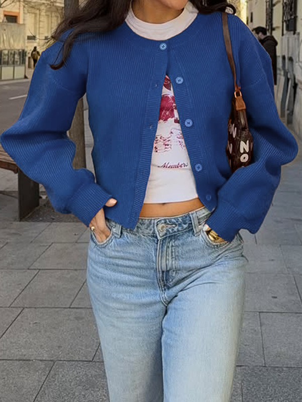 迪芸欧美简约度假纽扣毛织长袖外套毛衣女装2025秋冬亚马逊独立站|undefined