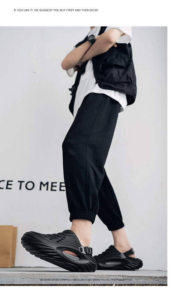 Dép lỗ nam kiểu Crocs mùa hè chống trượt, mũi tròn bảo vệ, đi biển và lái xe — Trắng, màu xanh nhạt, đen chi tiết 21